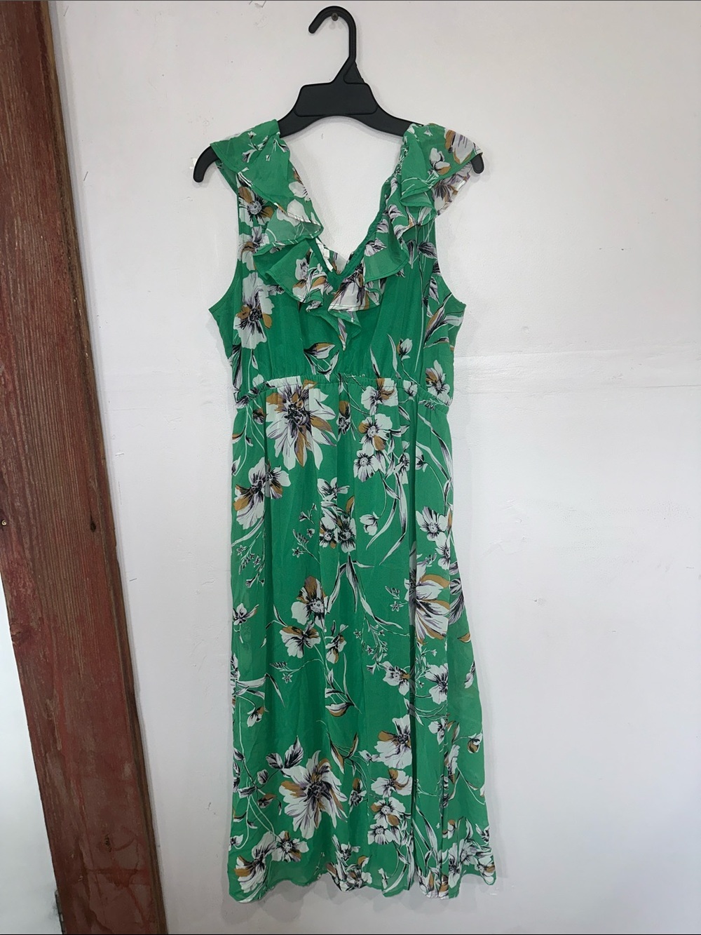 Maurices Green Floral Ruffle Maxi Dress